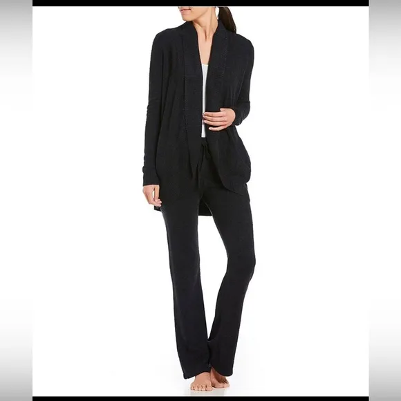Barefoot Dreams CozyChic Lite Black Long Sleeve Circle Lounge Cardigan Size Med