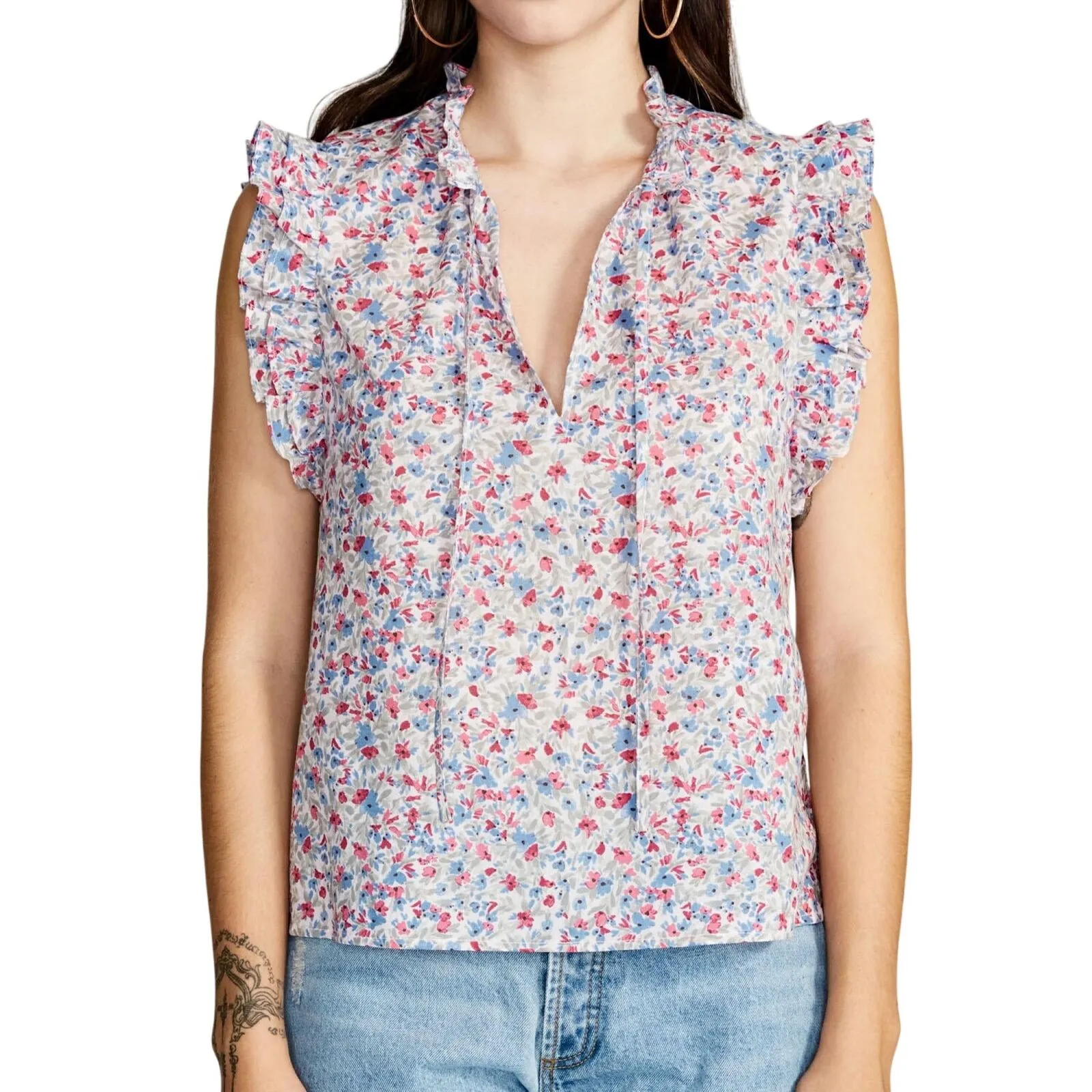 BB Dakota by Steve Madden Ditsy Floral Women's Sleeveless Printed Top BM14433W