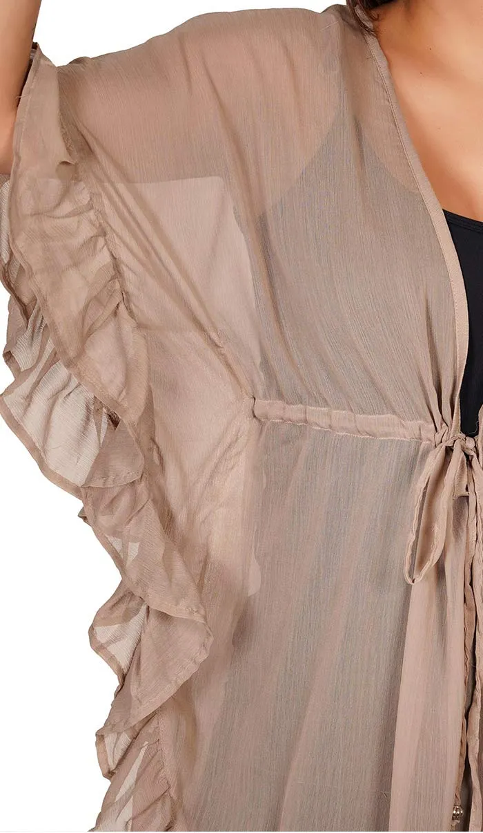 Beige Kaftan Style Swimsuit Cover Up Beach Dress