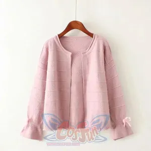 Bell Sleeve Bow Knot Loose Cardigan Sweatshirt J10001