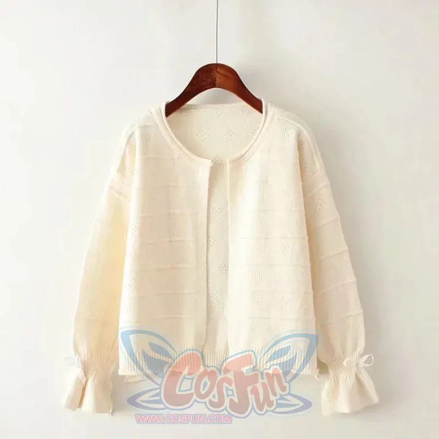 Bell Sleeve Bow Knot Loose Cardigan Sweatshirt J10001