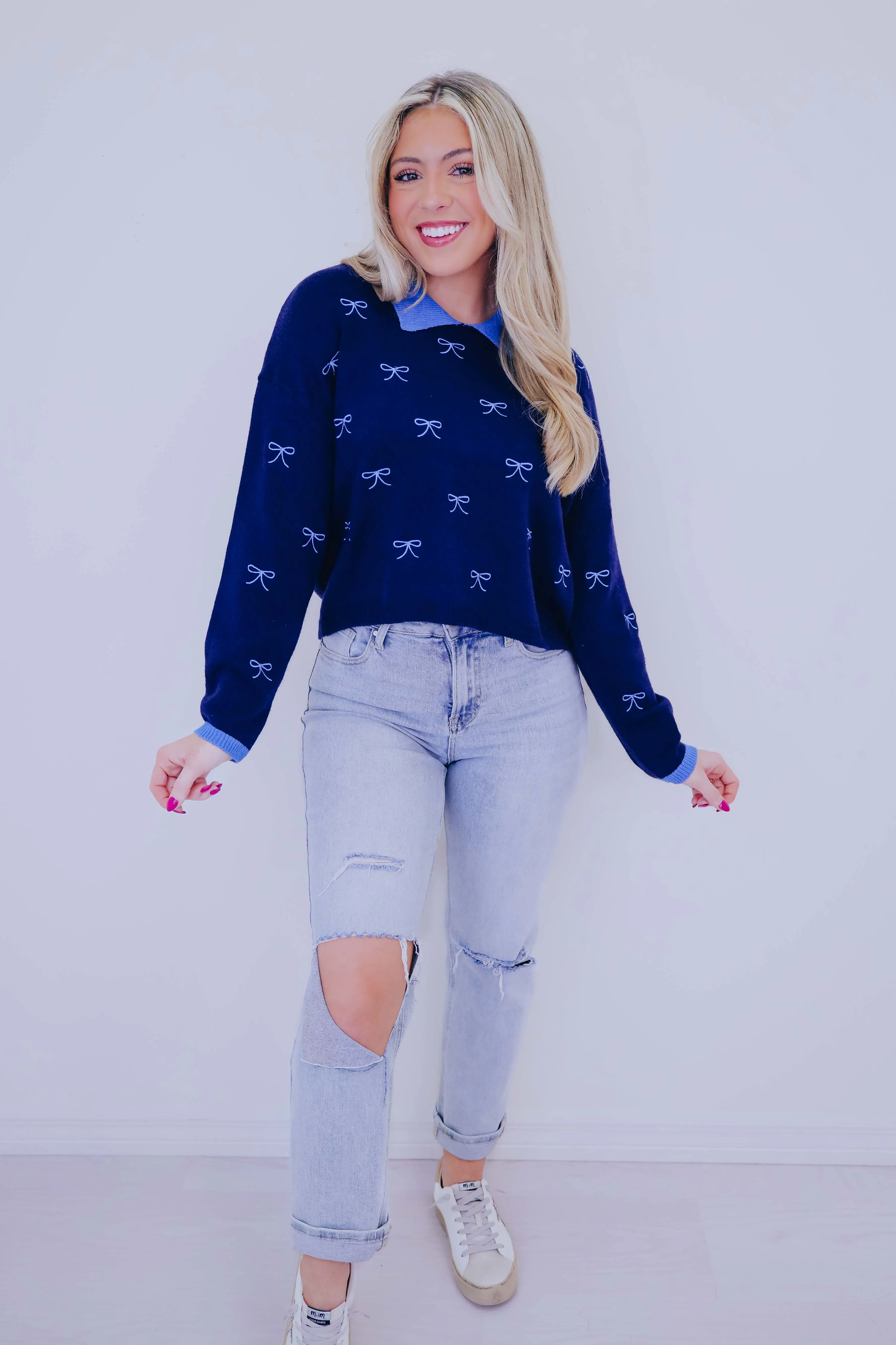 Betsy Bow Cropped Sweater- 2 Colors