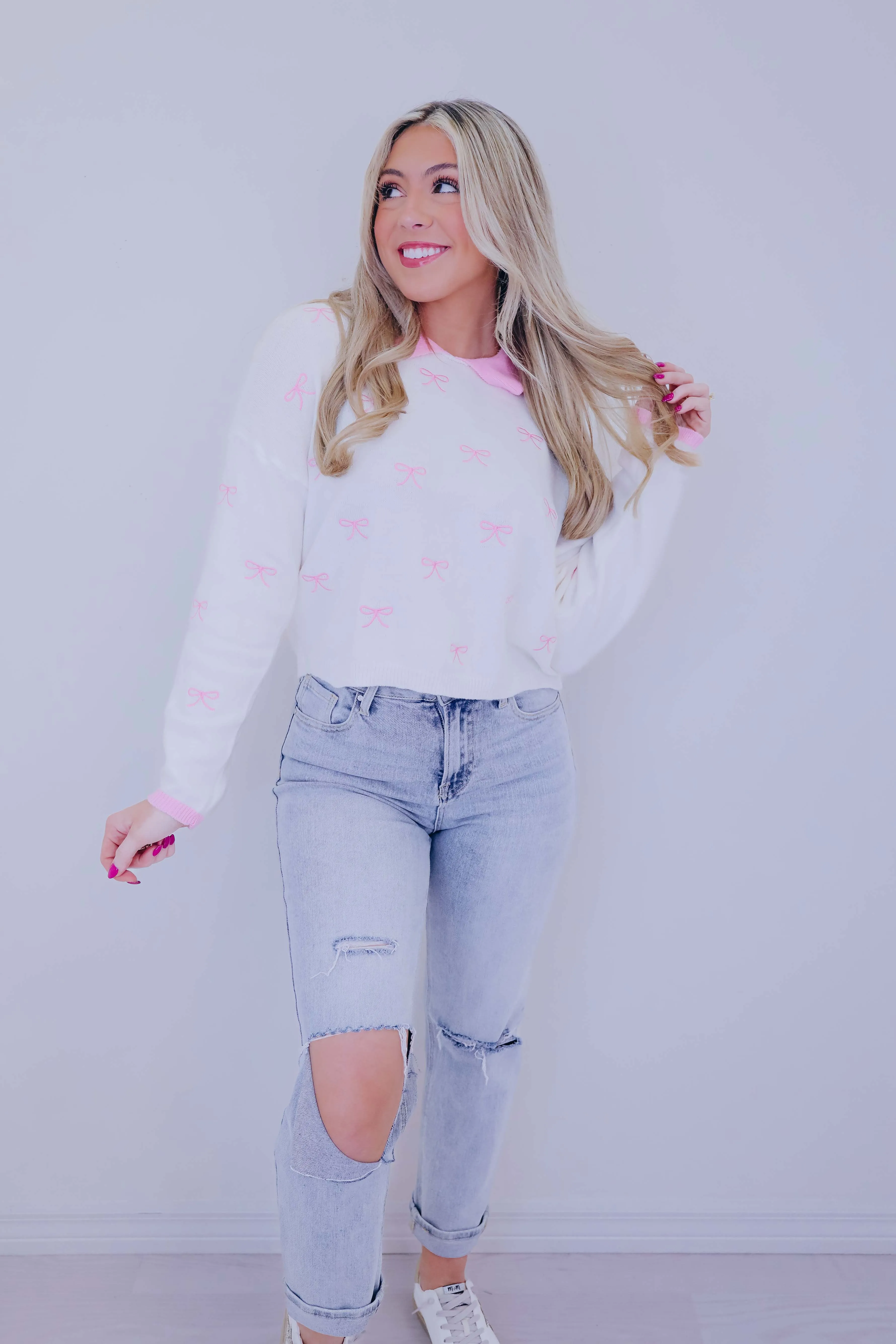 Betsy Bow Cropped Sweater- 2 Colors