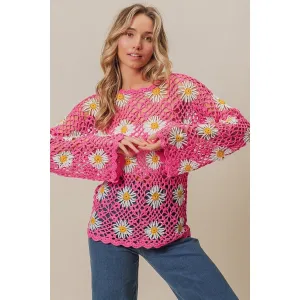 BiBi Floral Crochet Net Lace Cover Up
