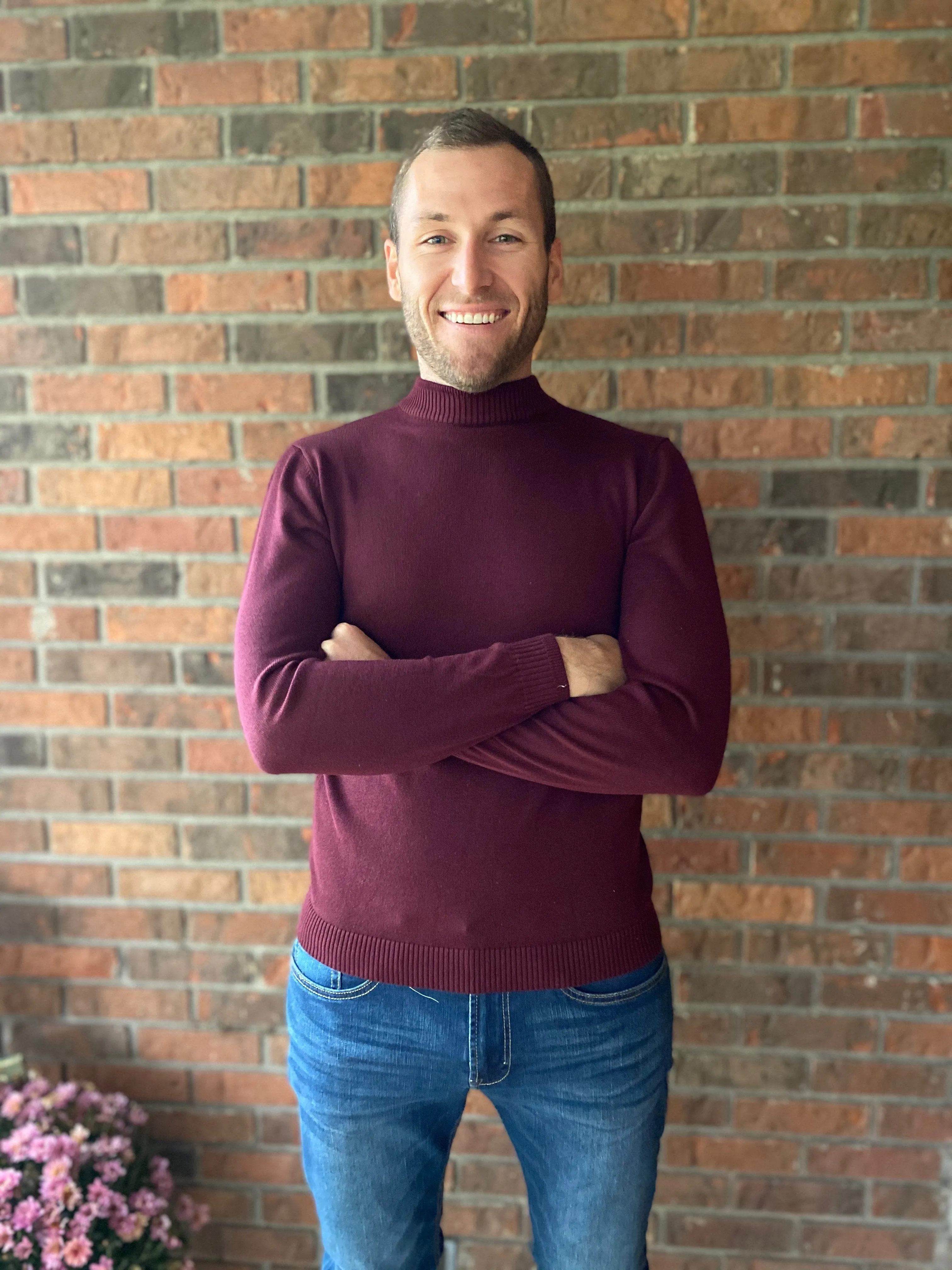 Big & Tall - Burgundy Classic Mock Neck Sweater (501)