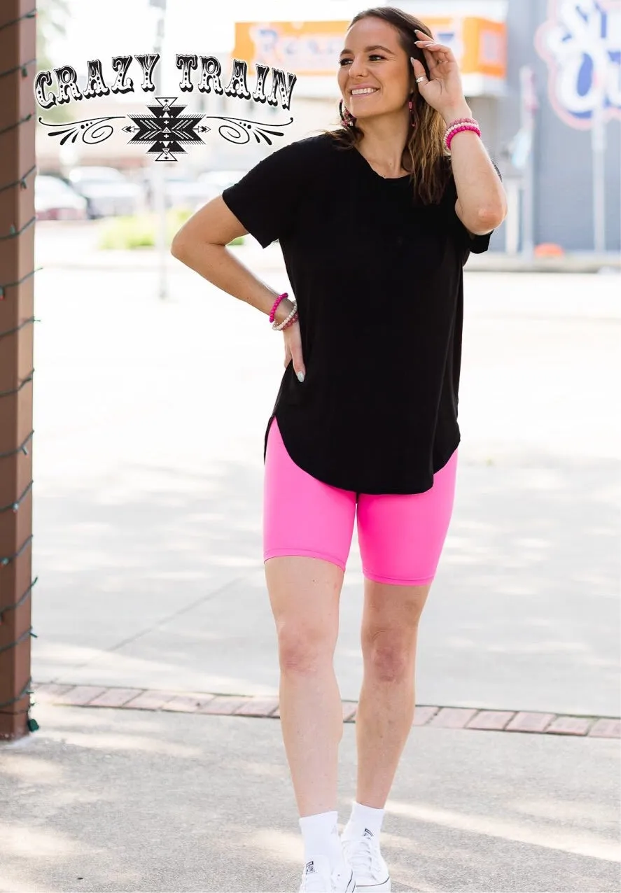BIKER BABE SHORTS {{NEON PINK}}