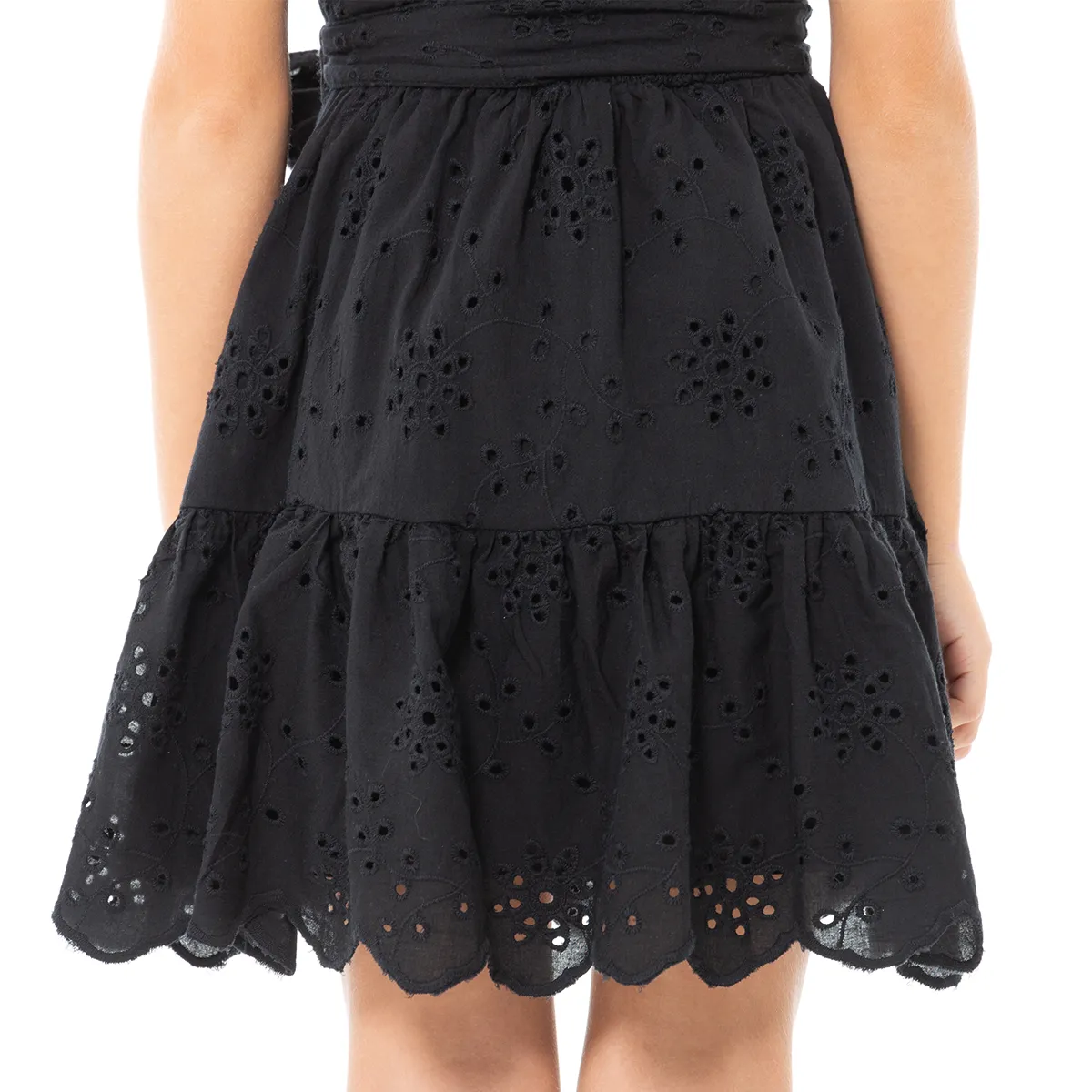 BLACK EYELET MINI DRESS FOR GIRLS