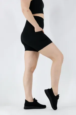 Black - Hybrid 2.0 - Leg Pockets - Shorty Shorts