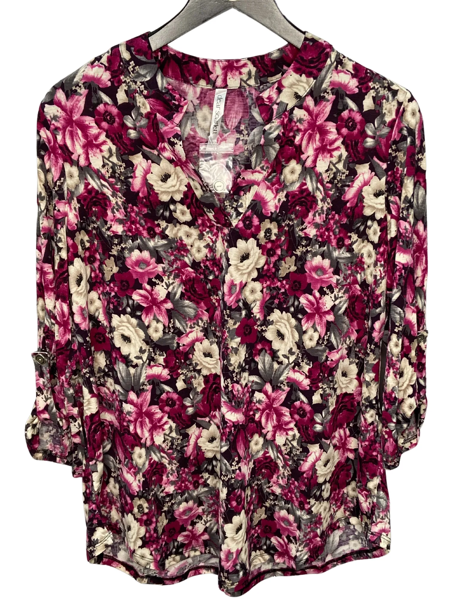 Black Magenta Printed Blouse
