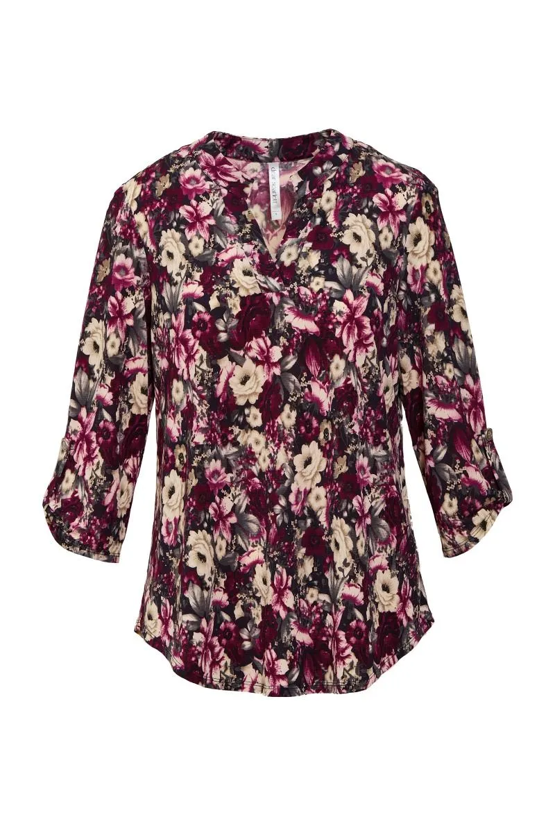 Black Magenta Printed Blouse