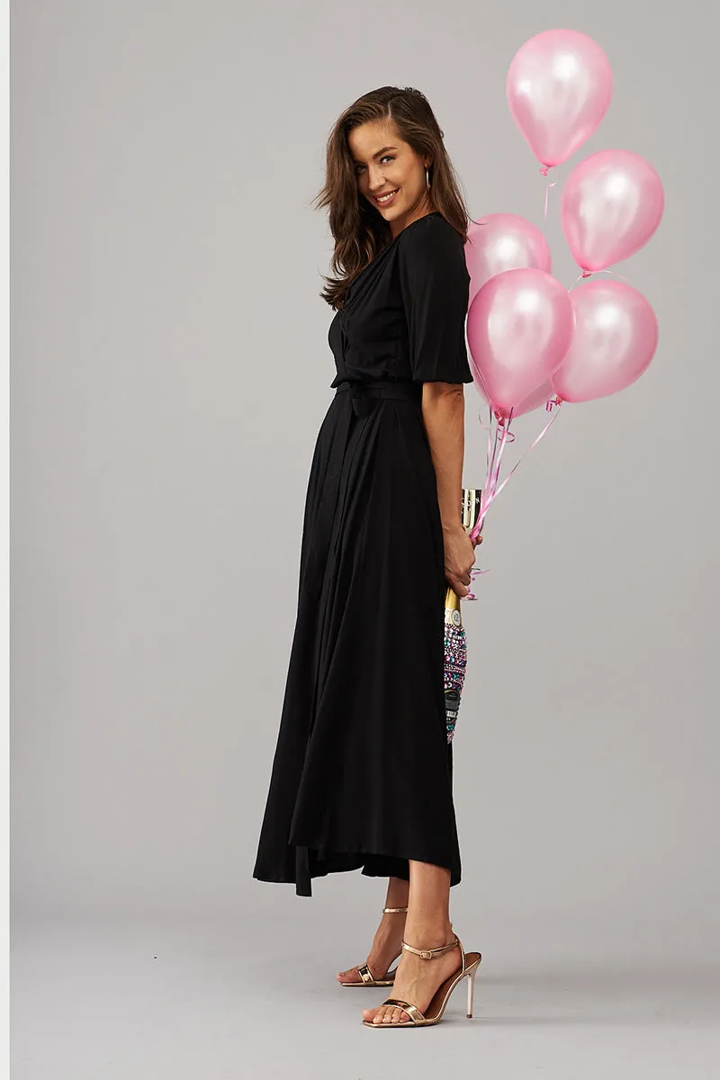 Black Maxi Wrap Dress - Ronda Style