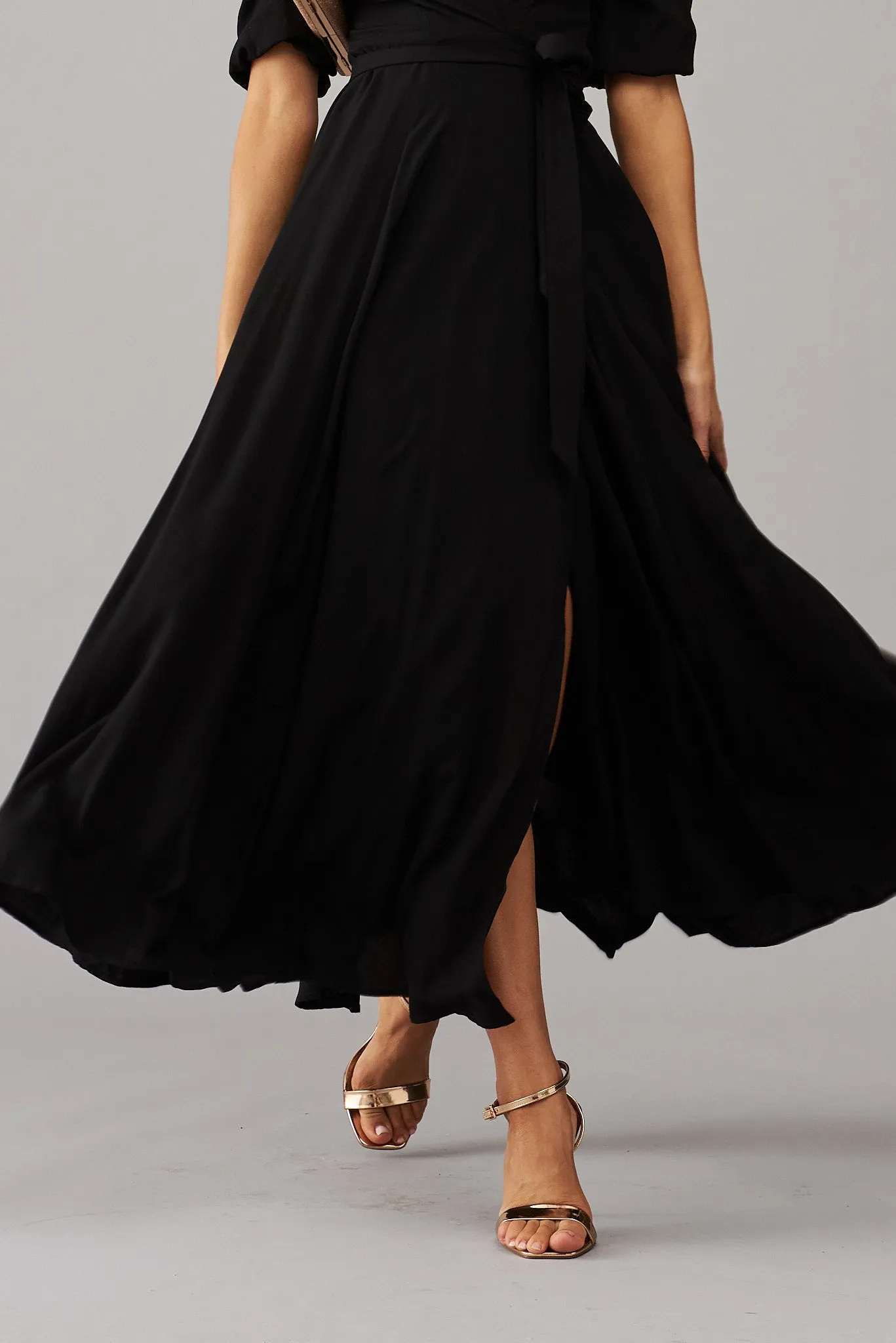 Black Maxi Wrap Dress - Ronda Style