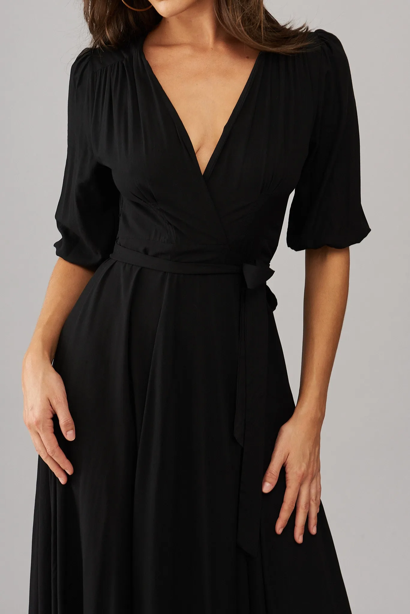 Black Maxi Wrap Dress - Ronda Style