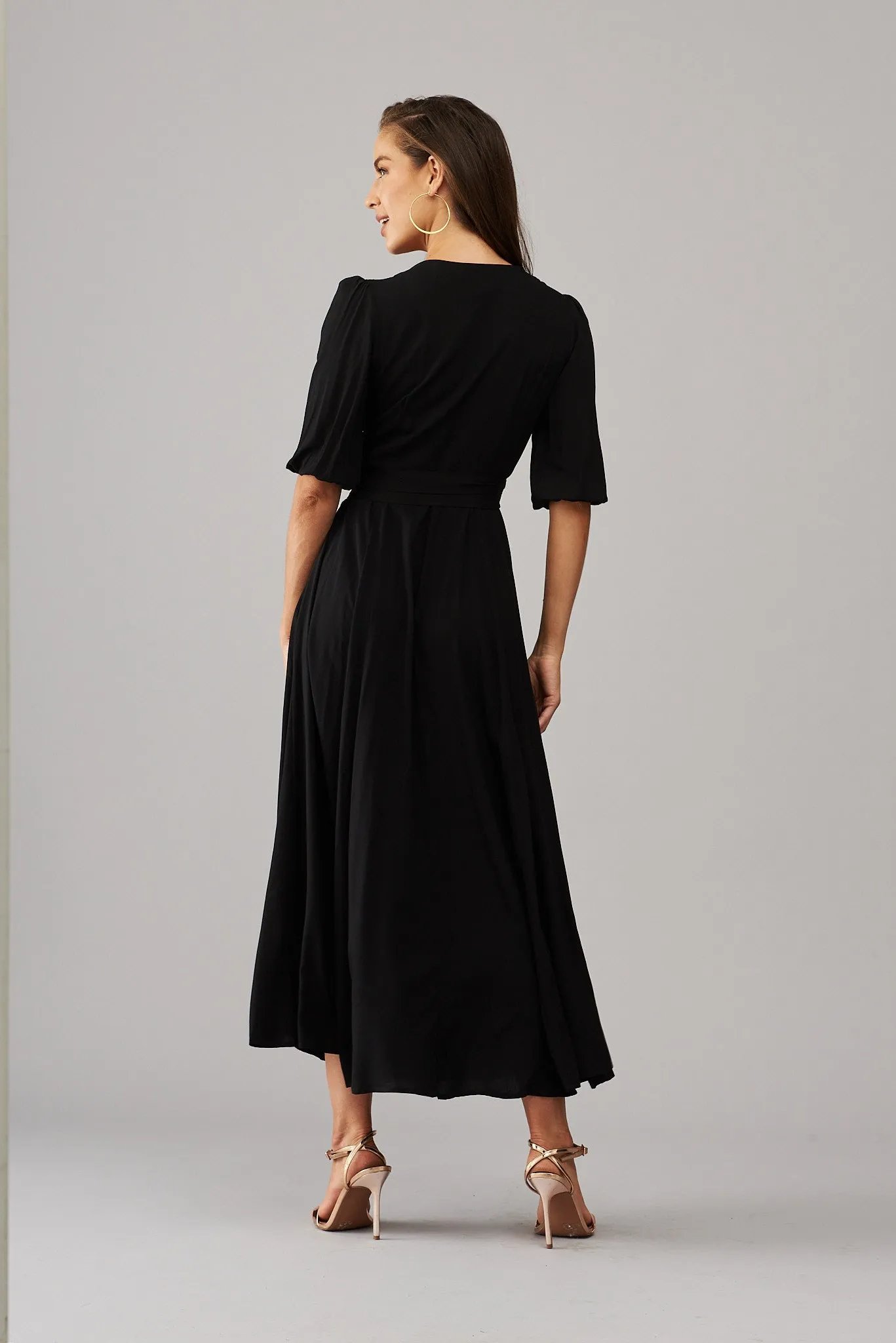 Black Maxi Wrap Dress - Ronda Style