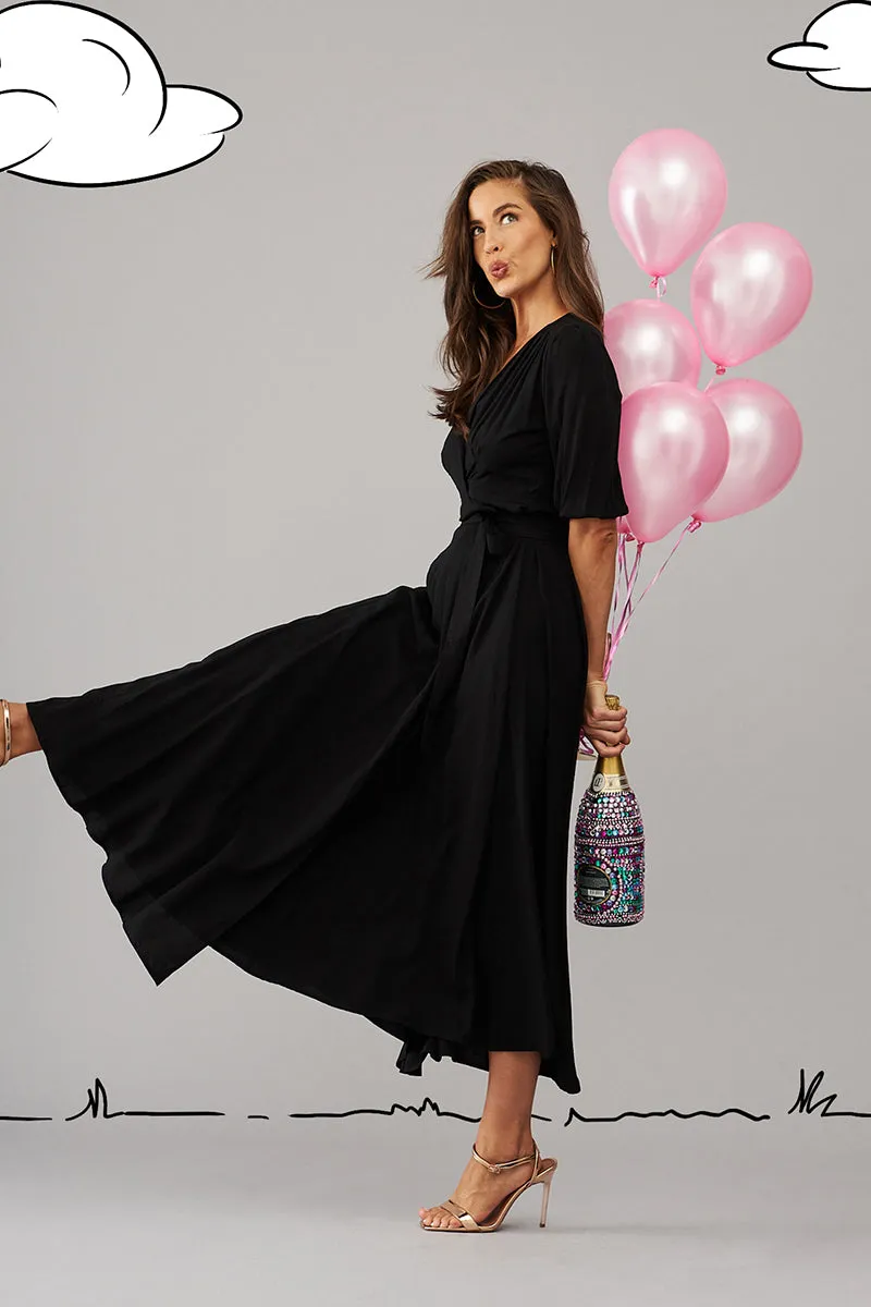 Black Maxi Wrap Dress - Ronda Style