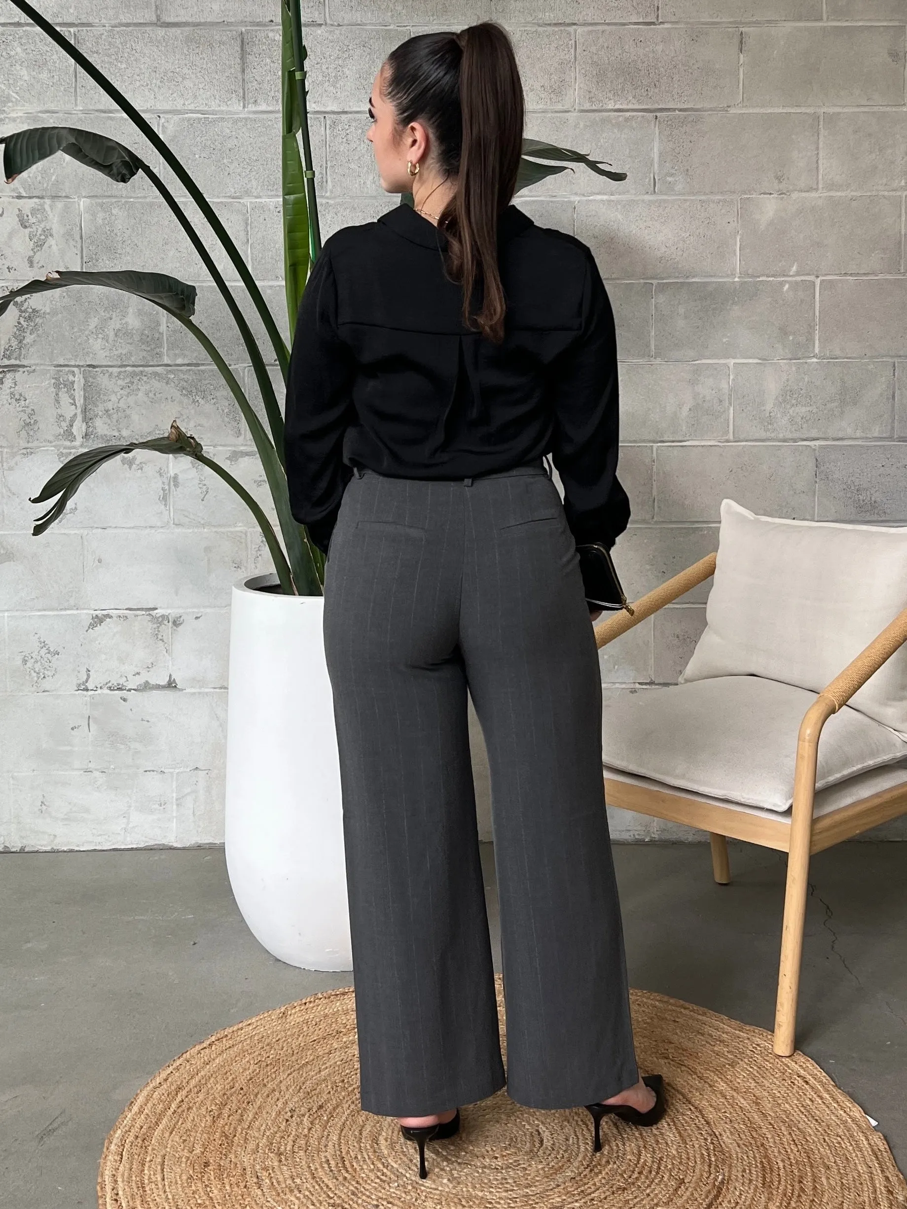 BLACK TAPE Wide Leg Pinstripe Trouser
