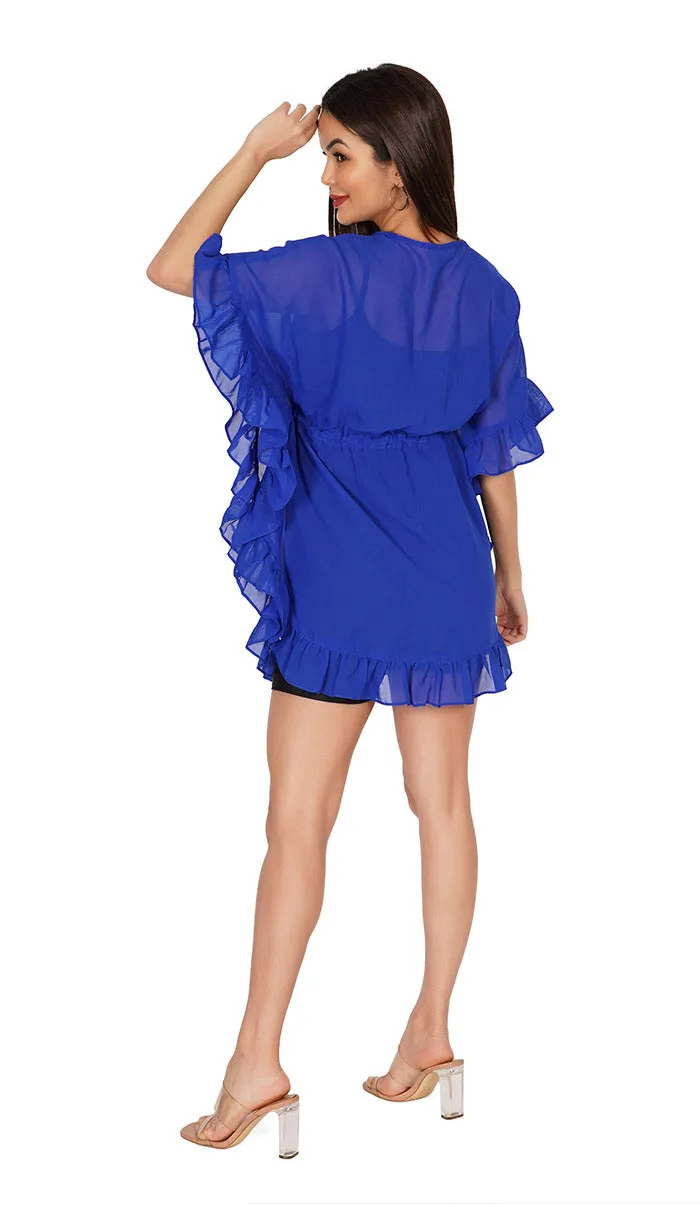 Blue Kaftan Style Swimsuit Cover Up Beach Dress
