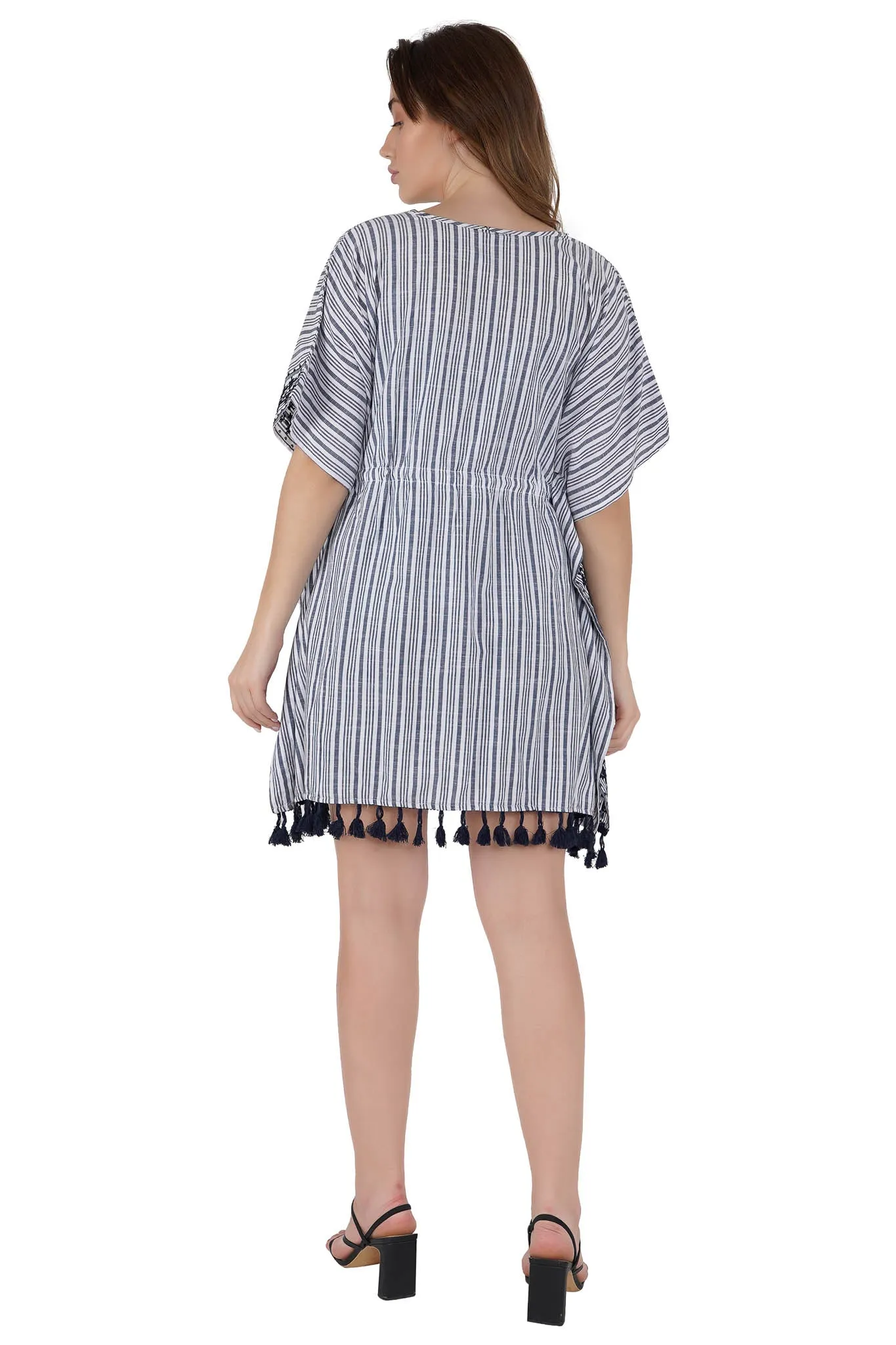 Blue Lines Kaftan Swim Cover-Up Beach Dress