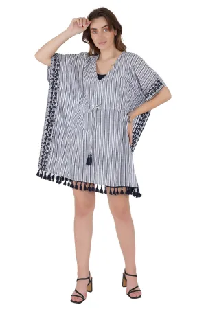 Blue Lines Kaftan Swim Cover-Up Beach Dress