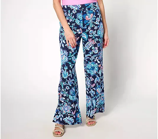 BLUE PAISLEY A637298 Denim & Co. Beach Jersey Tall Wide Leg Pant with Slits (MULTIPLE SIZES AVAILABLE)