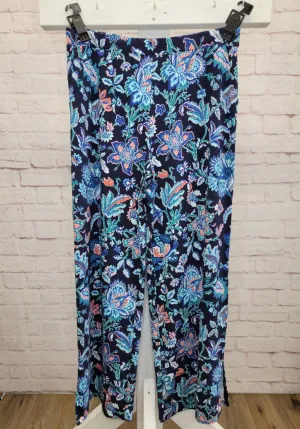 BLUE PAISLEY A637298 Denim & Co. Beach Jersey Tall Wide Leg Pant with Slits (MULTIPLE SIZES AVAILABLE)