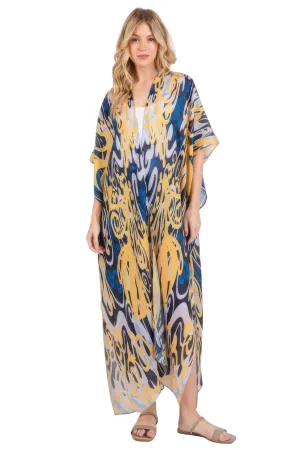 Boho Print Open Front Long Kimono