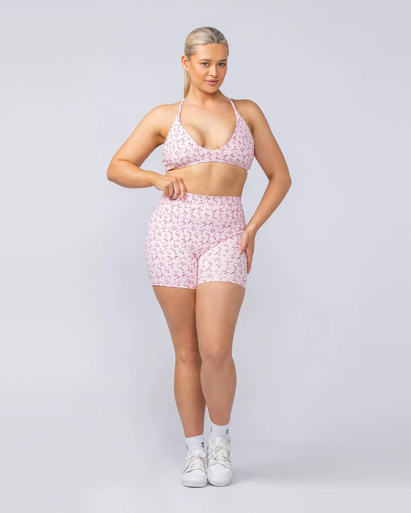 Breeze Rib Bralette - Cherry Floral Print