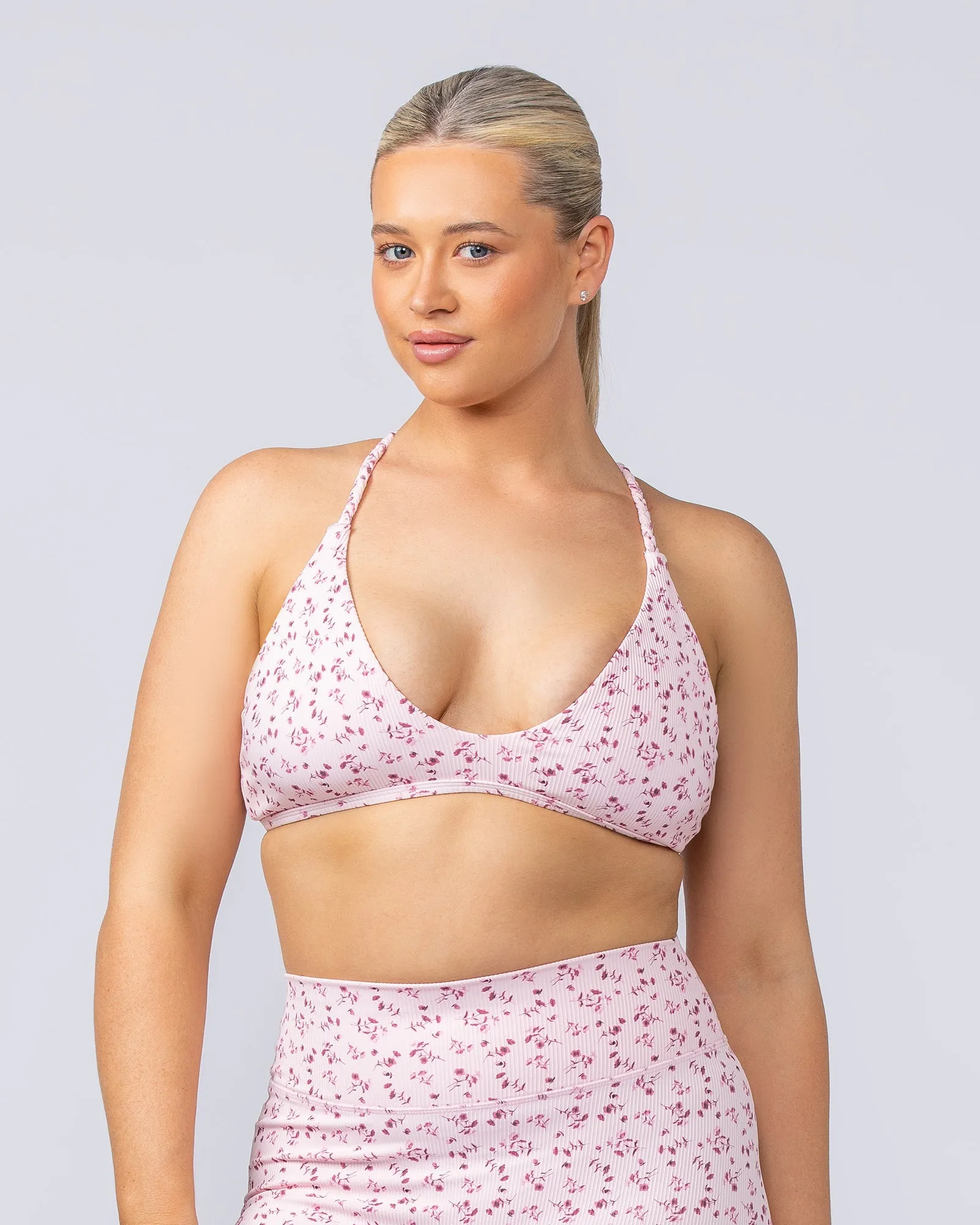 Breeze Rib Bralette - Cherry Floral Print