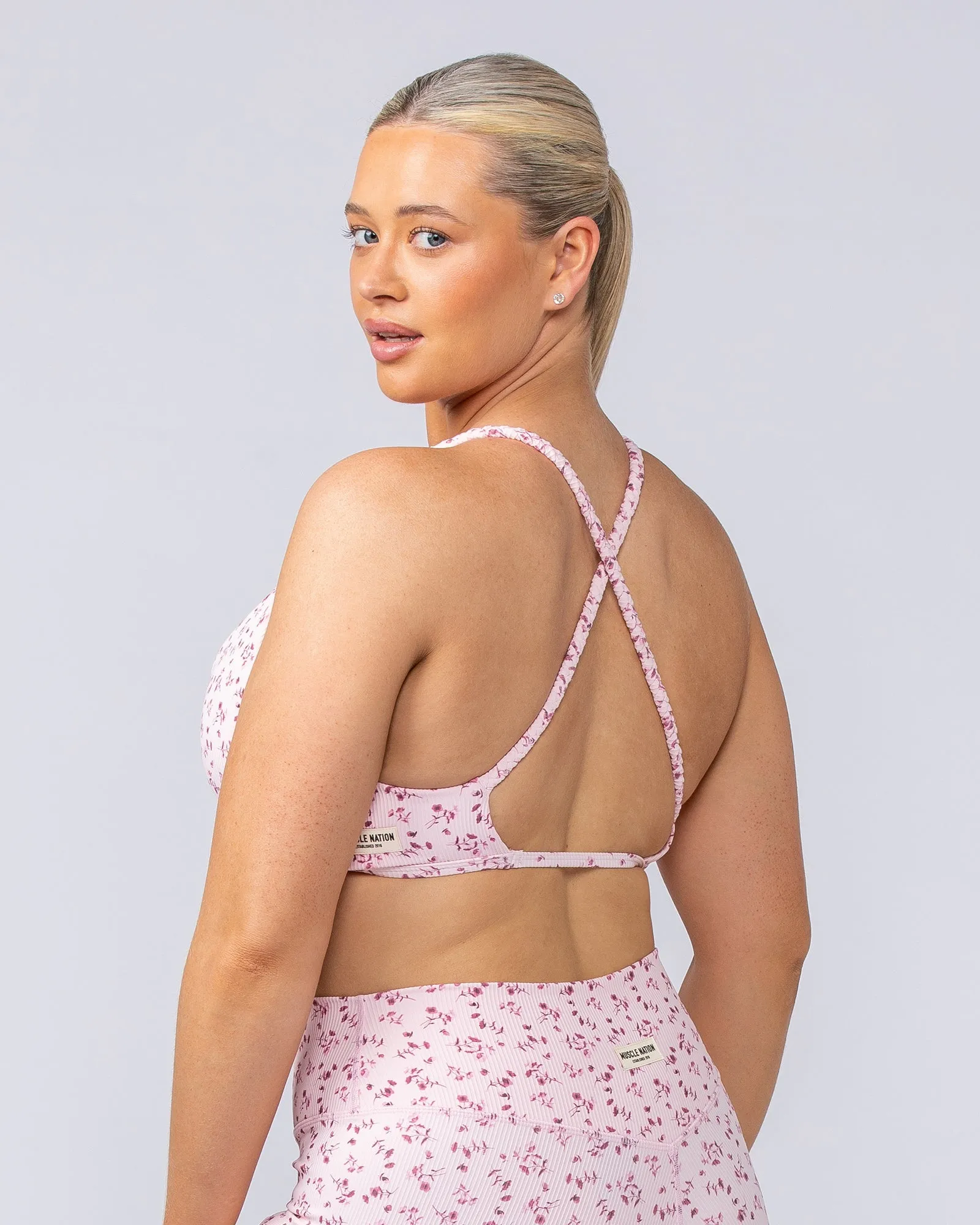 Breeze Rib Bralette - Cherry Floral Print