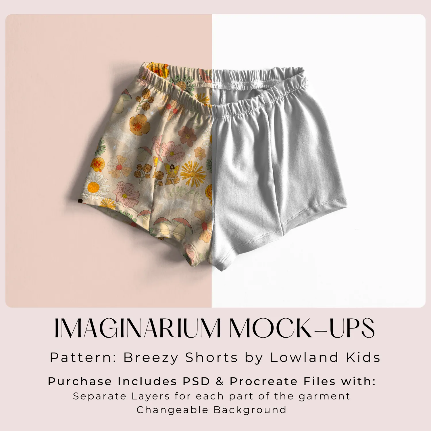 Breezy Shorts Mock Up, Realistic Clothing Mockup for Photoshop and Procreate