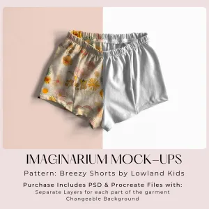 Breezy Shorts Mock Up, Realistic Clothing Mockup for Photoshop and Procreate