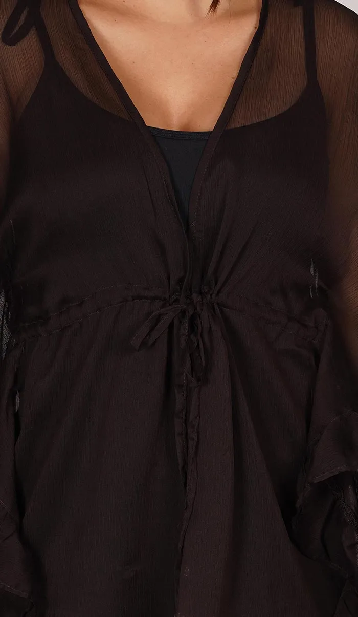 Brown Kaftan Style Swimsuit Cover Up Beach Dress
