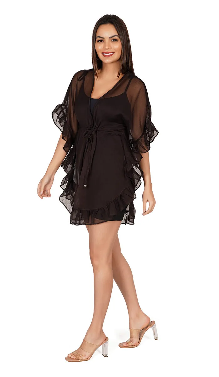 Brown Kaftan Style Swimsuit Cover Up Beach Dress