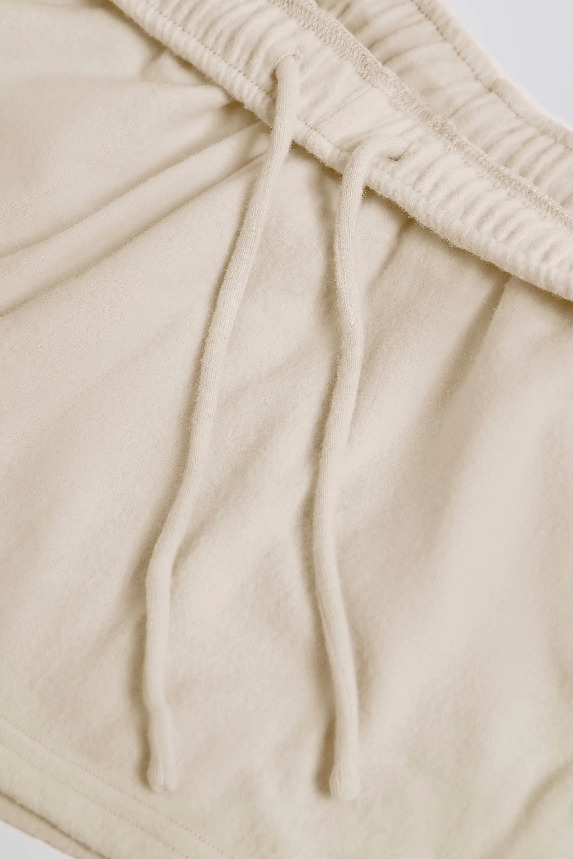 Brushed Jersey Elasticated Mini Shorts in Ecru