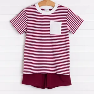 Bulldog Short Set, Maroon