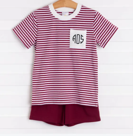 Bulldog Short Set, Maroon