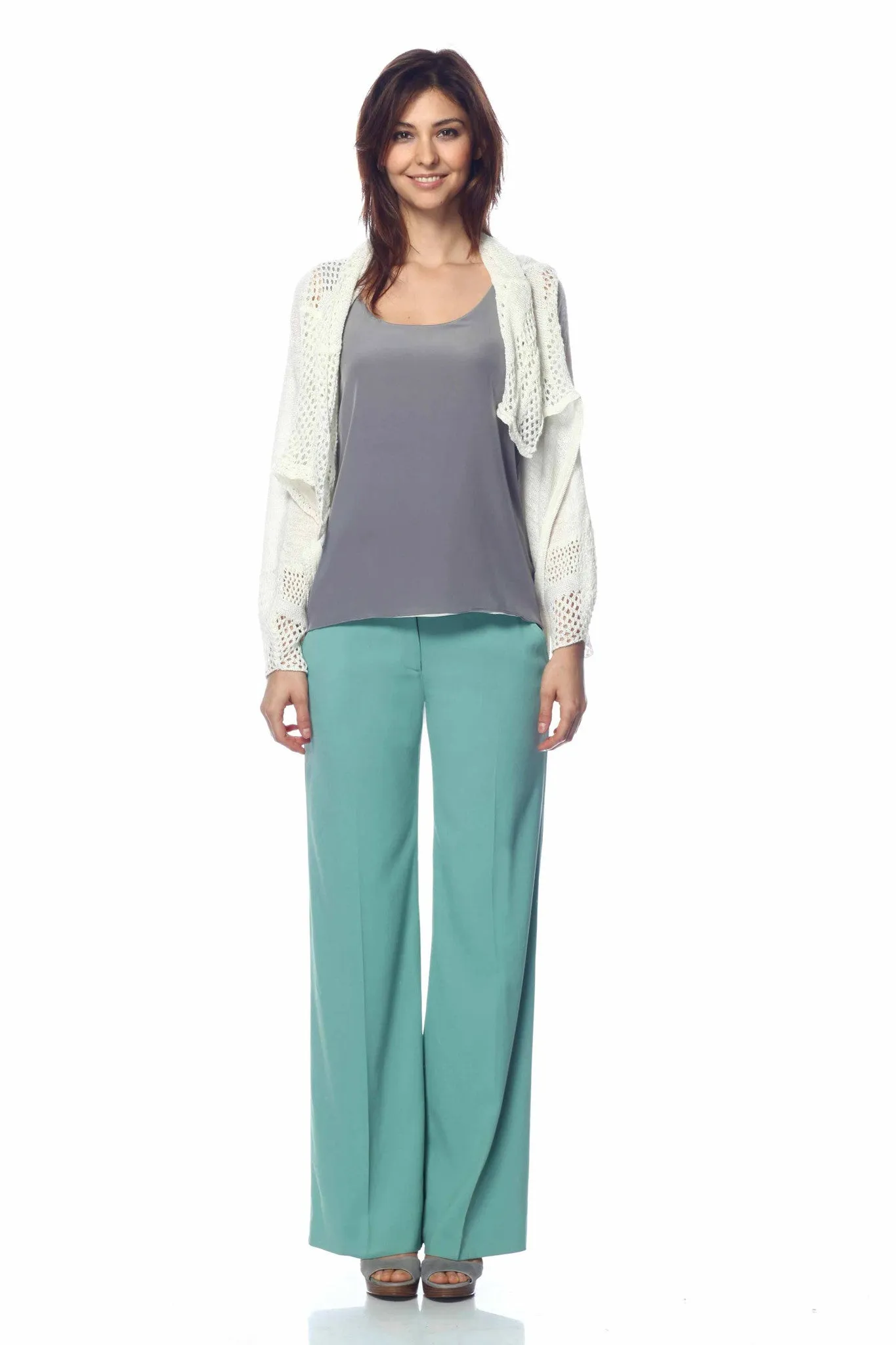 Cara Convertible Sweater/Cardigan with Lace Stitch Details