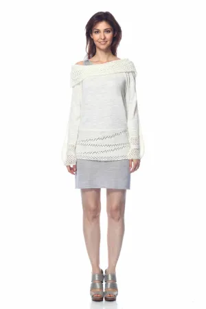 Cara Convertible Sweater/Cardigan with Lace Stitch Details