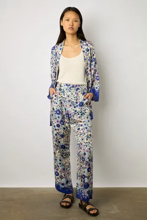 CARMEL PARMA BLUE FLORAL PRINT SOFT TROUSERS