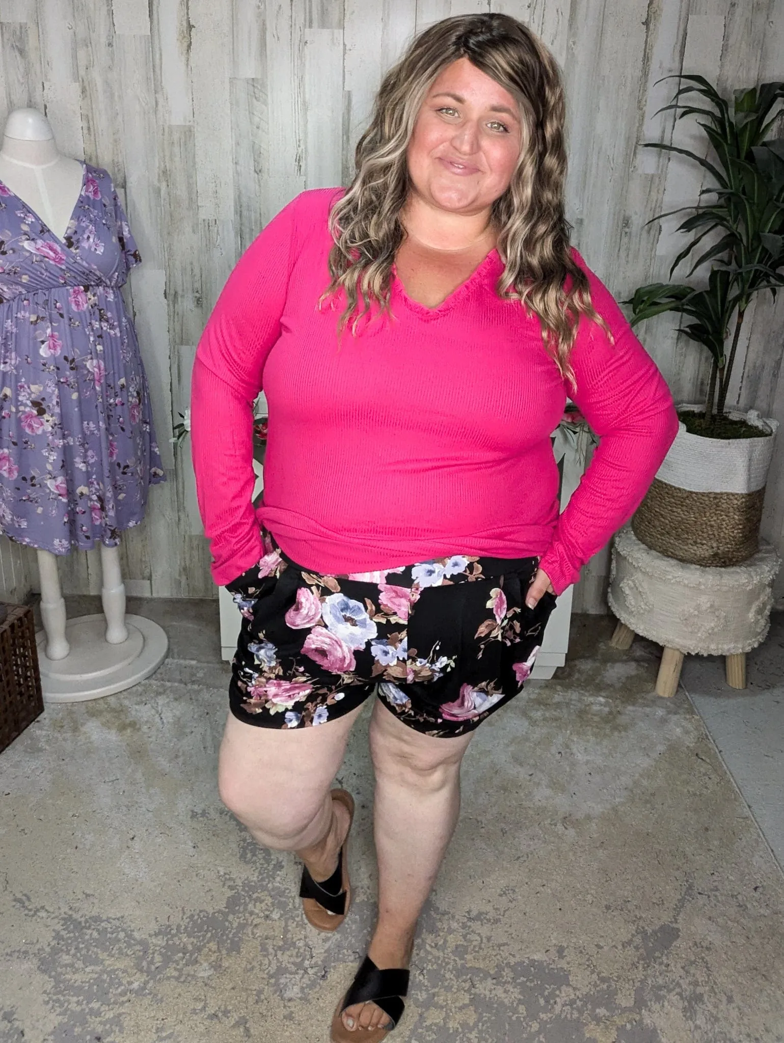 Cassidy Draped Harem Shorts in Floral on Black