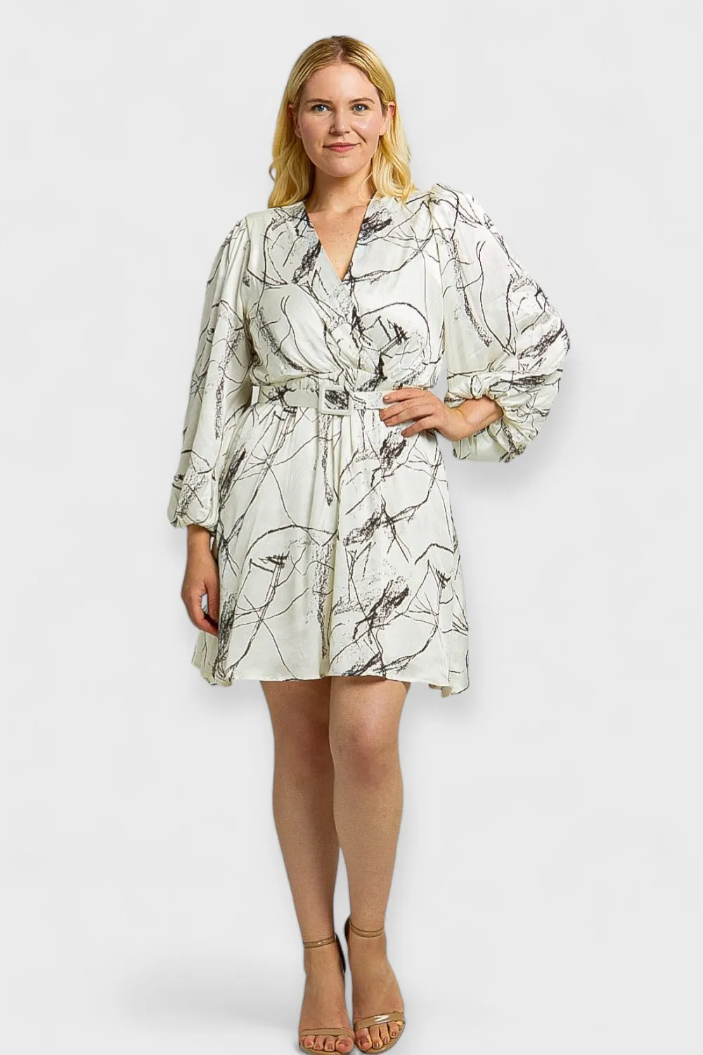 Caterina Satin Faux-Wrap Mini Dress