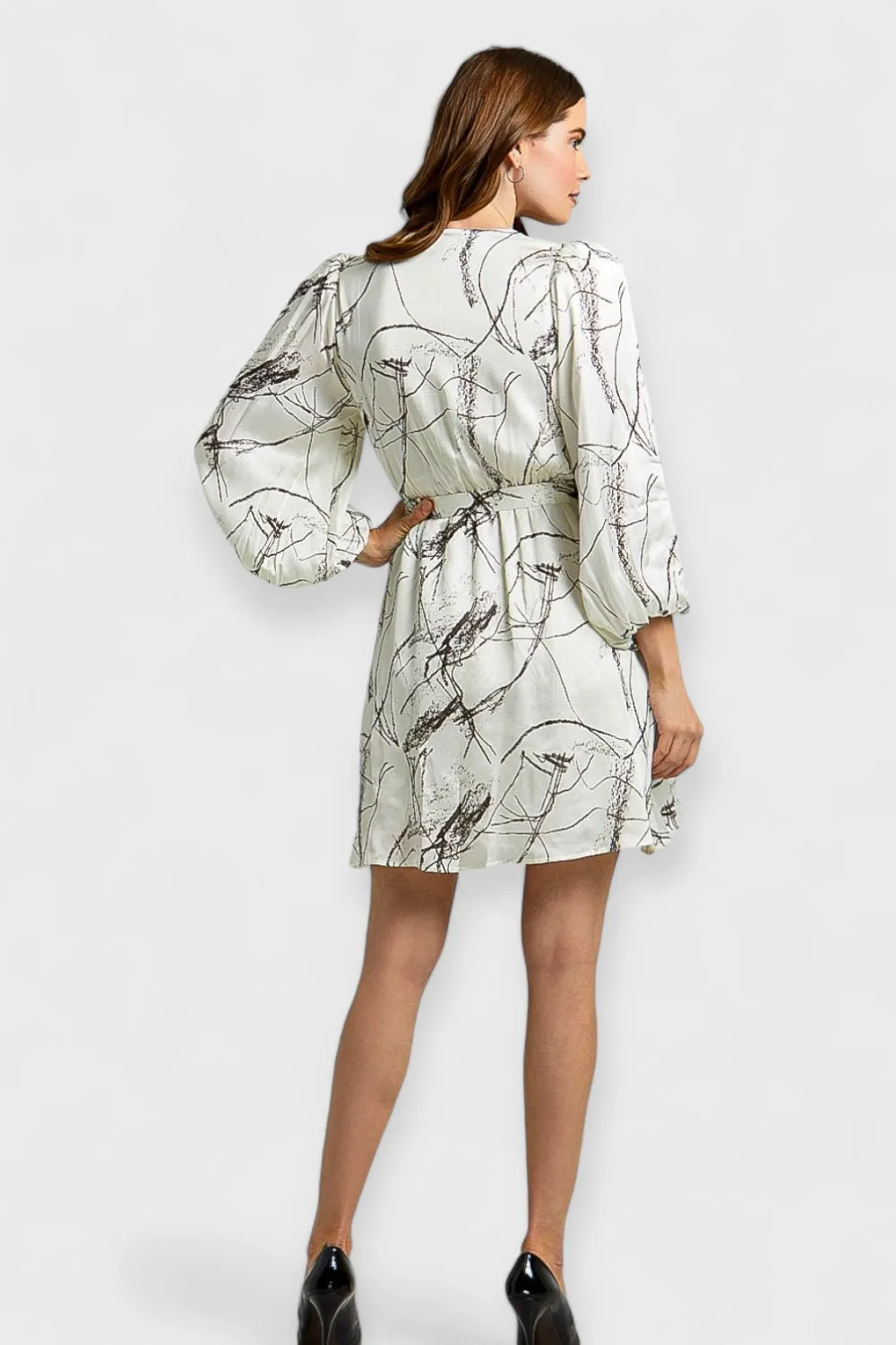Caterina Satin Faux-Wrap Mini Dress