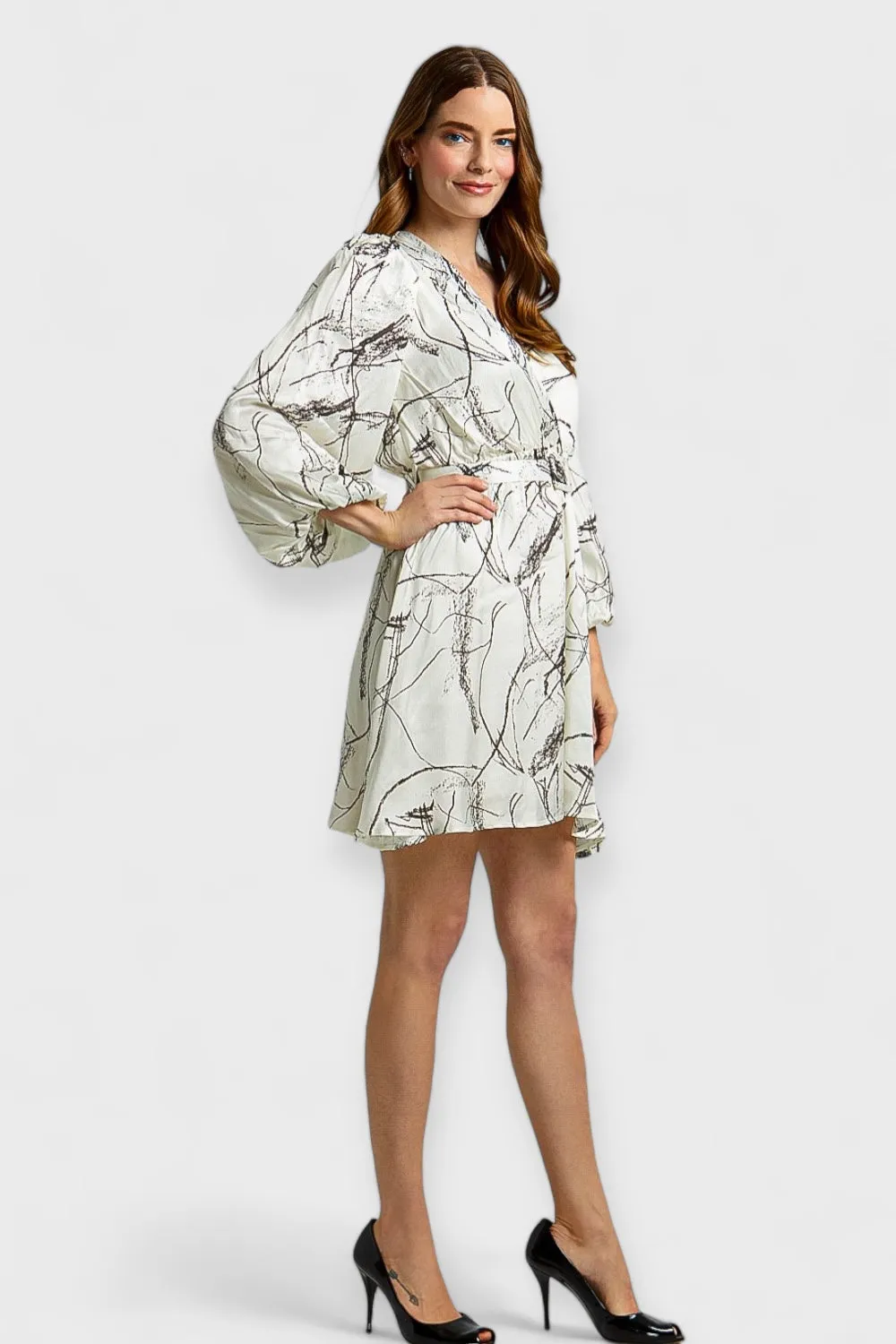 Caterina Satin Faux-Wrap Mini Dress