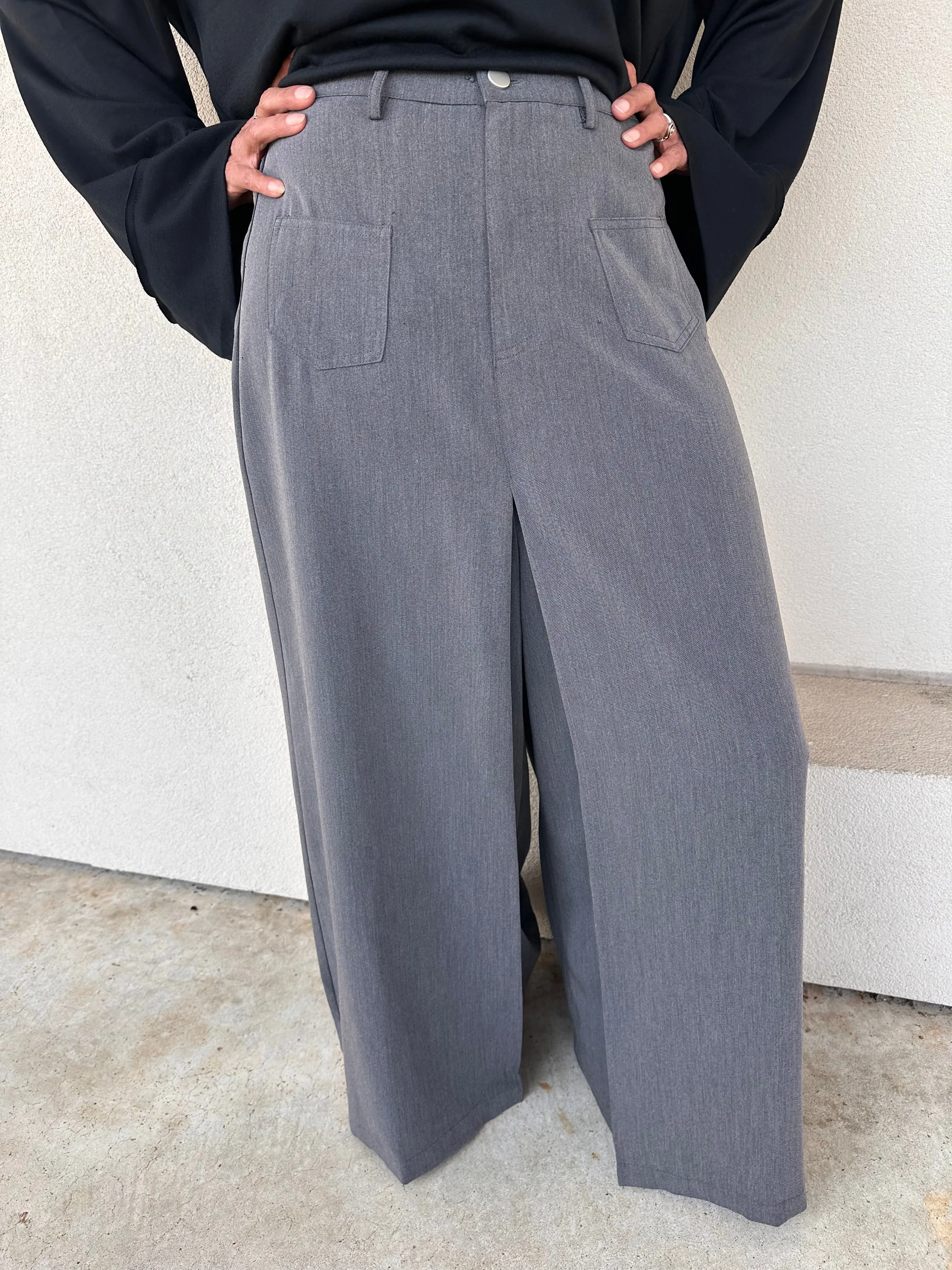 Charcoal Wide Leg Slacks