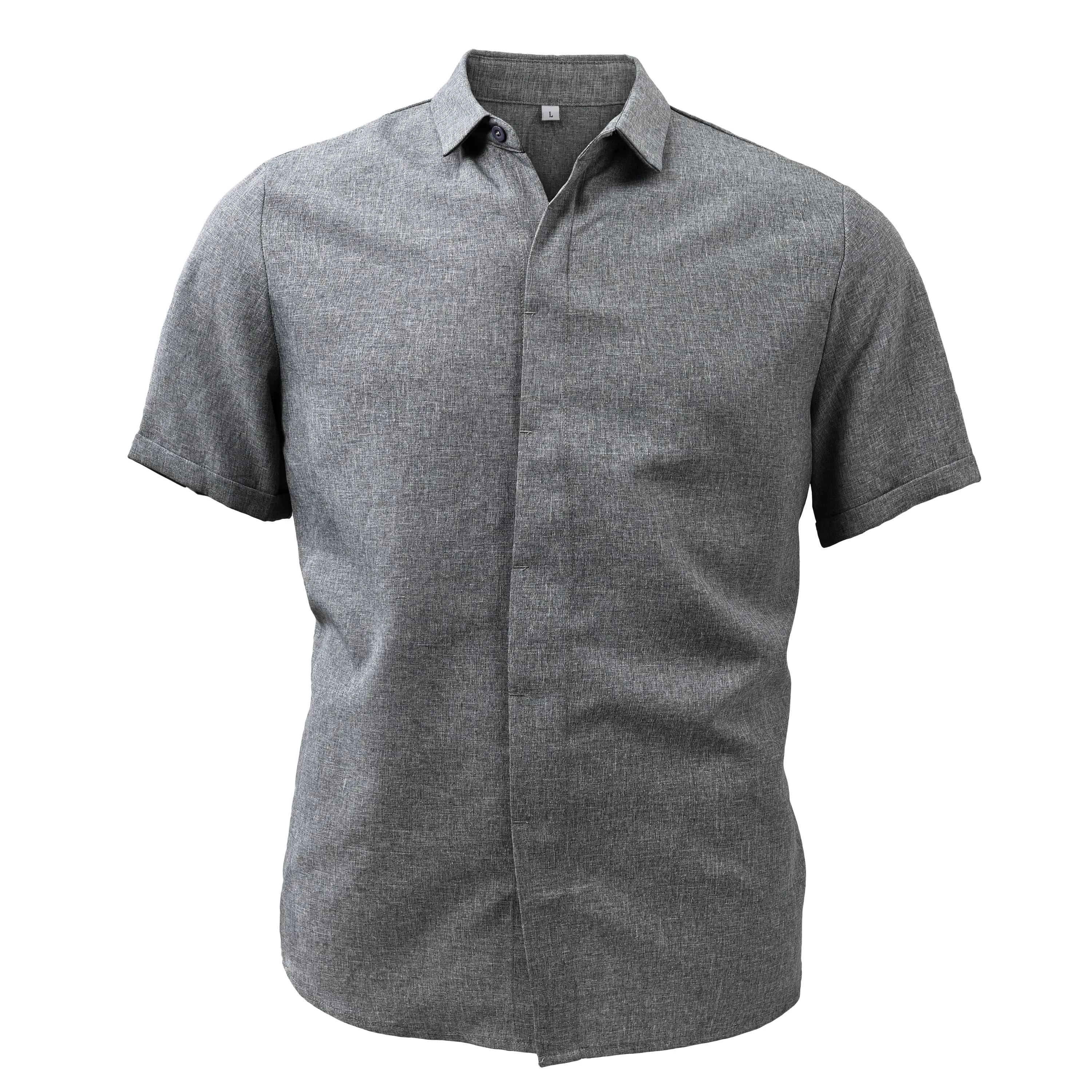 Chic Cotton and Linen Short-Sleeve Shirt for Men