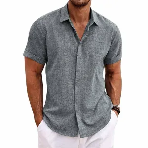 Chic Cotton and Linen Short-Sleeve Shirt for Men