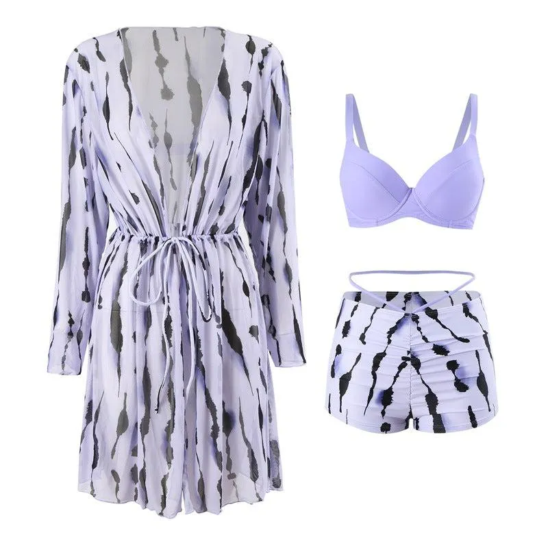 Chic Mother-Daughter Matching Swimsuit Set with Floral Cover-Up  Family Beachwear Collection