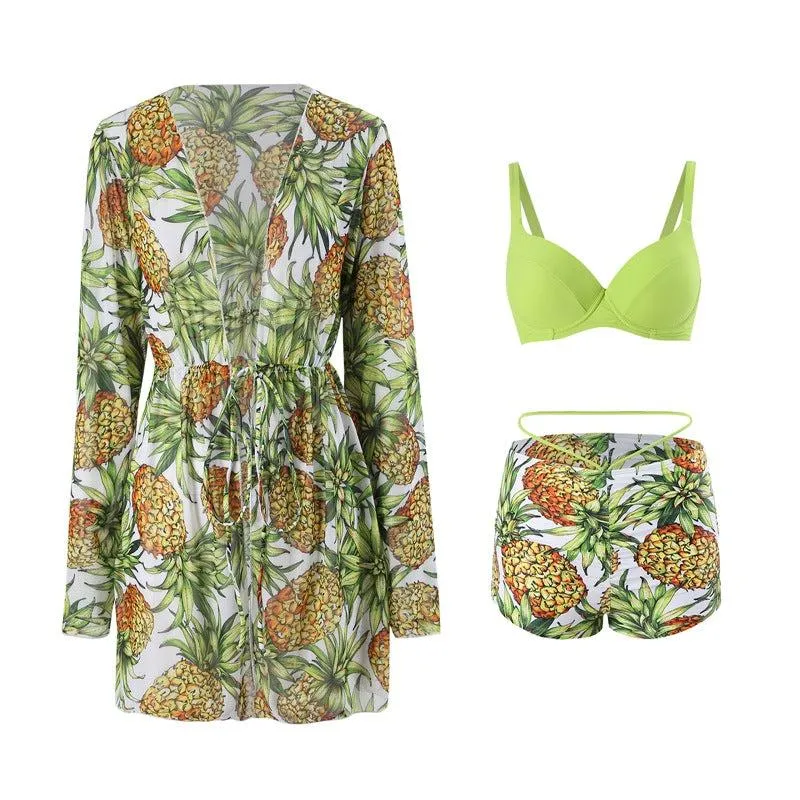 Chic Mother-Daughter Matching Swimsuit Set with Floral Cover-Up  Family Beachwear Collection