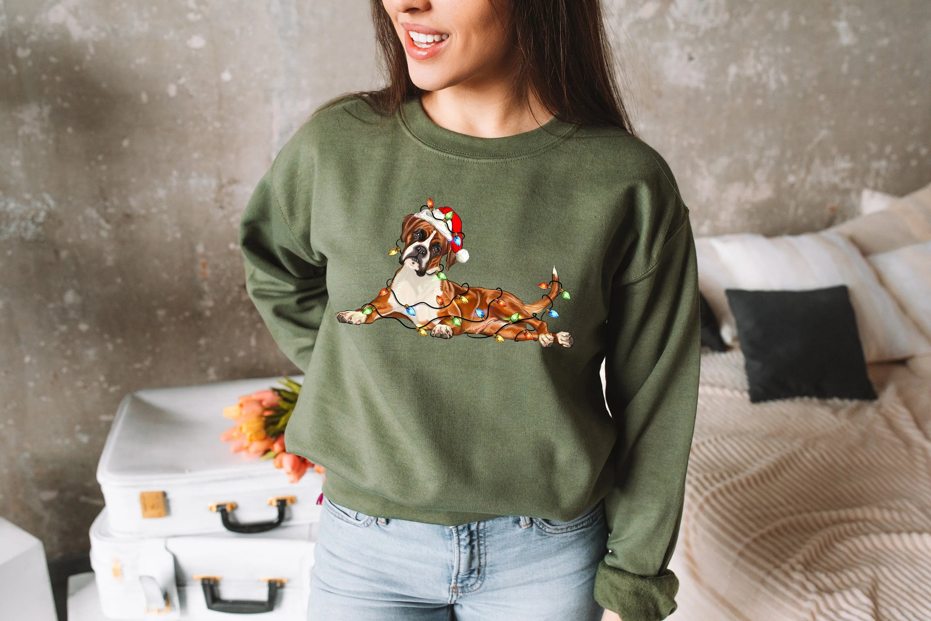 Christmas Boxer Sweatshirt Gift for Dog Lover