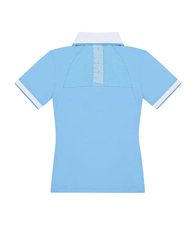 CHUCUCHU Knit Point Polo T-shirt - Sky Blue